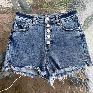 Indigo Rein Distressed Button Fly Jean Shorts G2